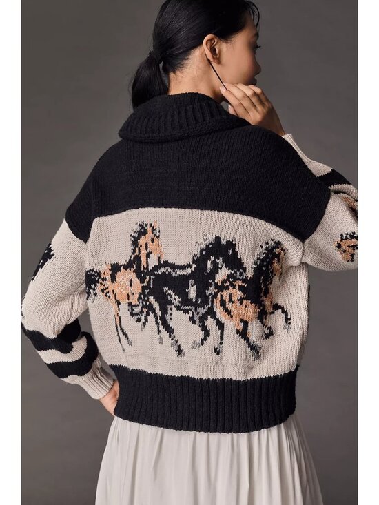 Pilcro Sweaters - Anthropologie Pilcro Horse Graphic Cardigan Sweater XS